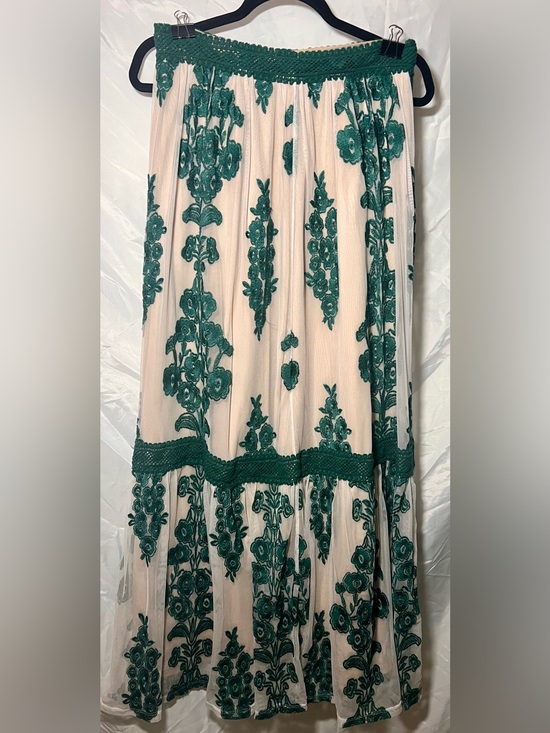 Dresses & Skirts - Altar'd State Arissa Floral Embroidered Maxi Skirt Cream Green *Small Flaw* Boho